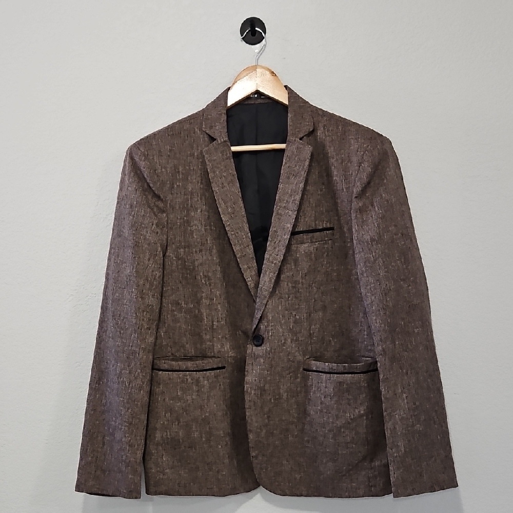 SHEIN Men's Blazer Single Button Brown Black Accent NWOT L